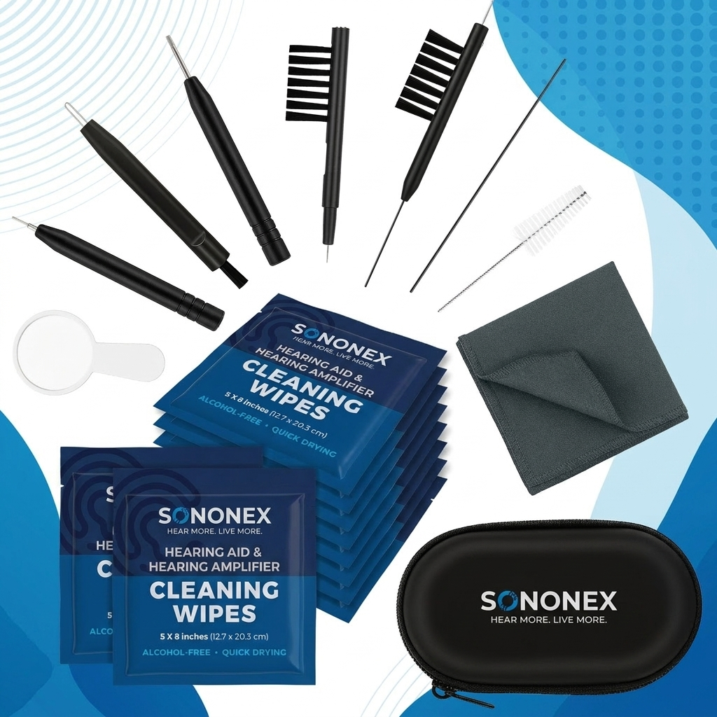 20-Piece Hearing Aid Cleaning Kit with Case & Accessories